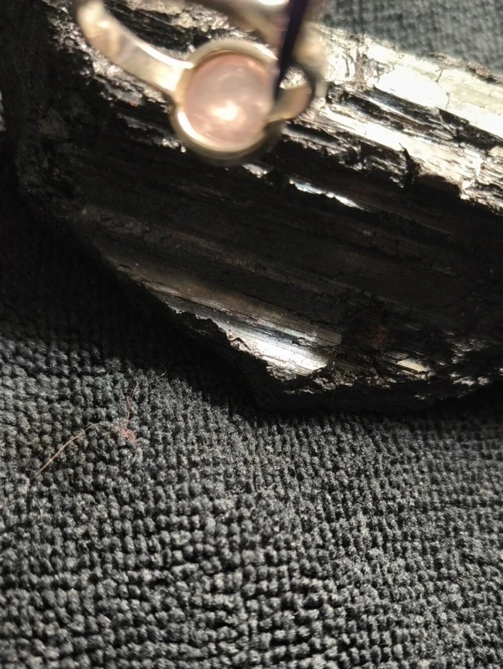 Vintage Sterling Silver Rose Quartz Bezel Ring - Pink